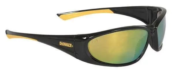 Gable, Safety Glasses, Anti-Scratch, Amber Mirror Lens, Black, Yellow Frame, Full-Frame