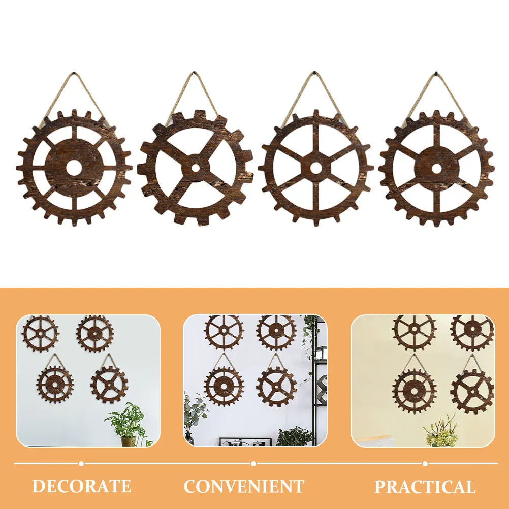 

Набор из 4 маленьких деревянных шестеренок: ретро-украшение для стен, для поделок своими руками, декора дома, спальни, витрин, в индустриальном стиле