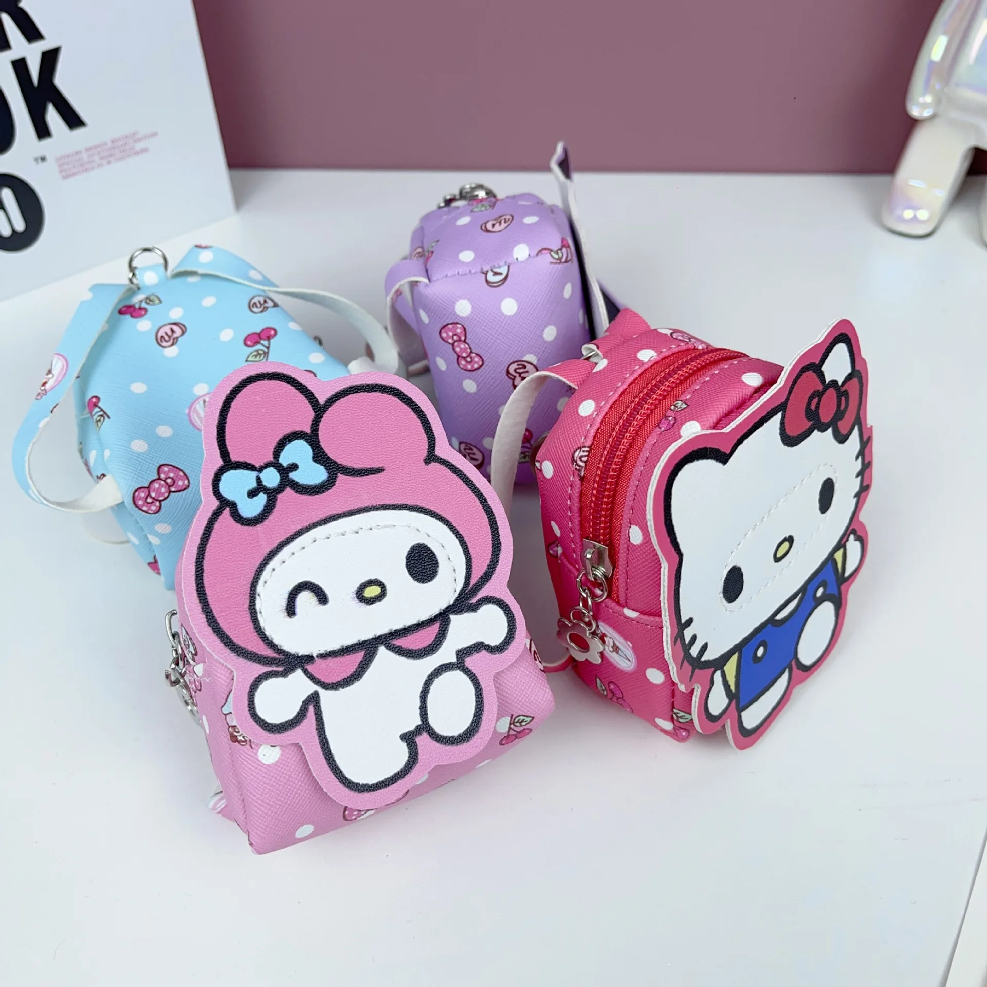 MINISO Sanrio Kuromi HelloKitty Melody Patch Coin Purse Coin Storage Bag Melody Headphone Bag Boys and Girls Birthday Gifts