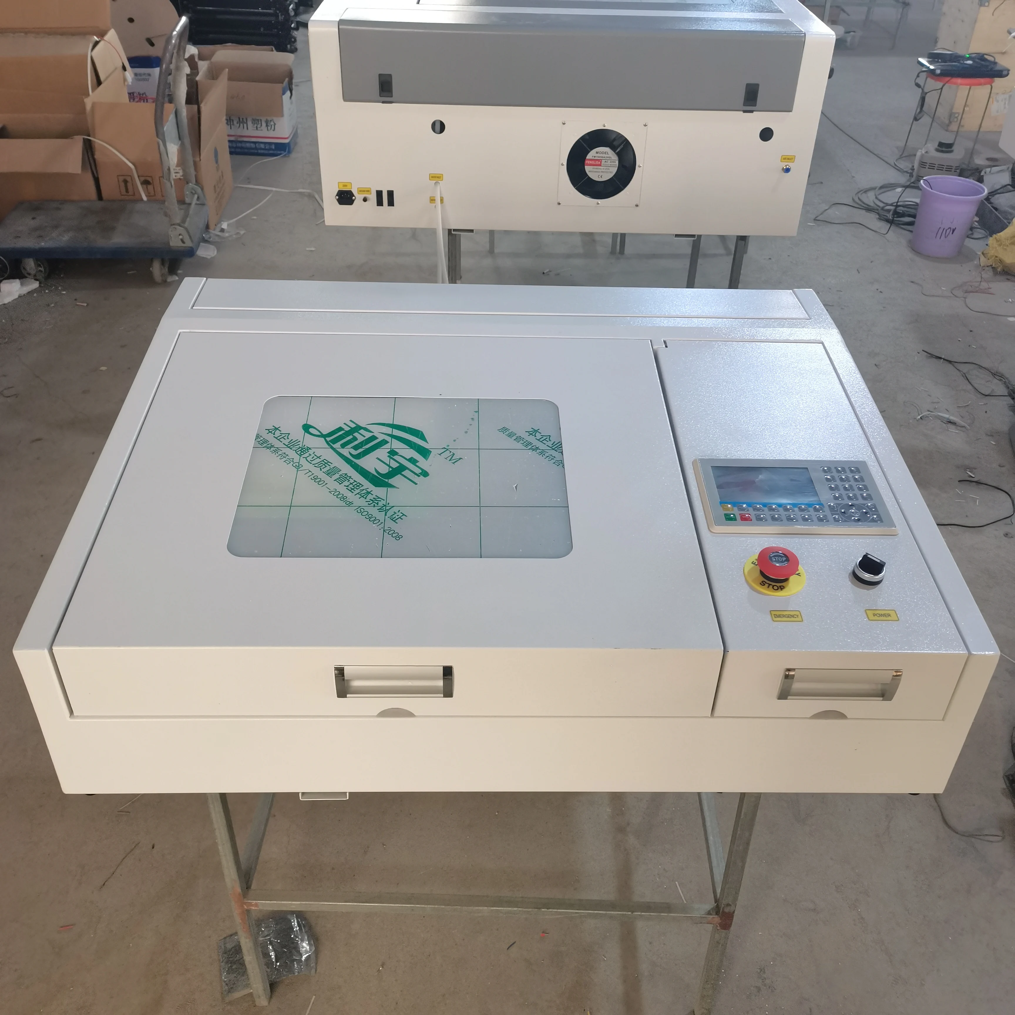 2024 hot sell CO2 50W ruida6445 4040 laser engraving machine x y all 12mm square rail have good price