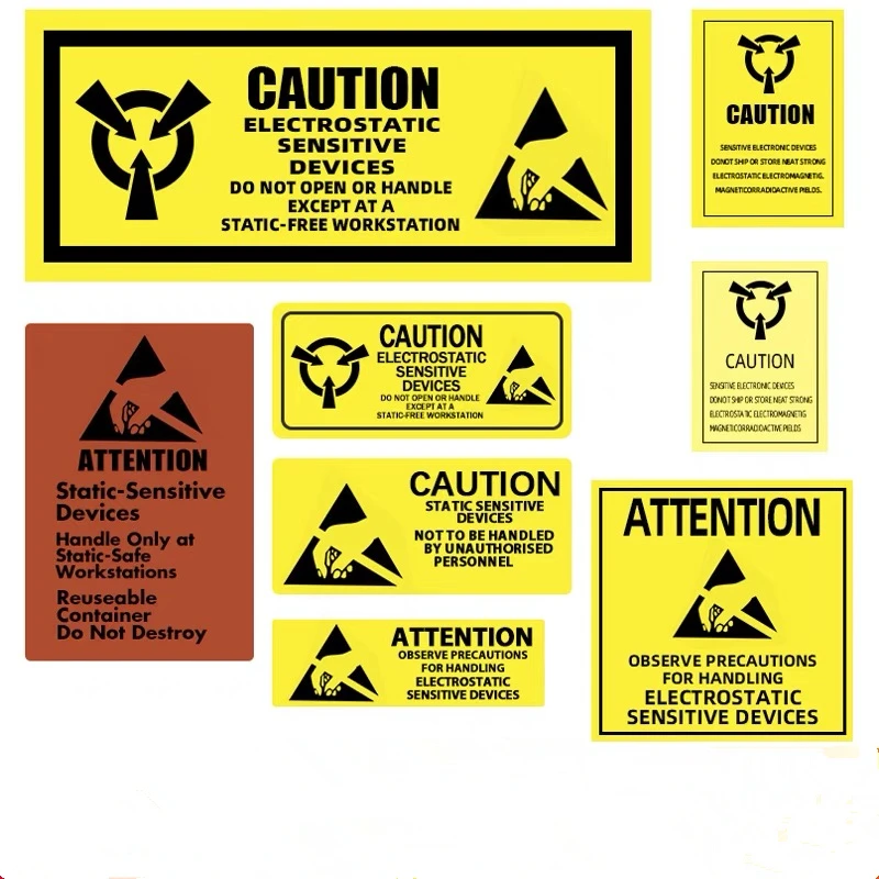 Anti Static Identification Label Self-adhesive Sticker Anti Static ESD Warning Sticker Electronic Shielding Product Packaging