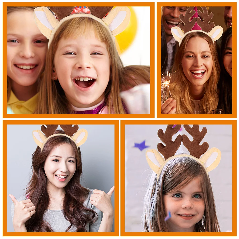 

4 pcs Deer Horns Headband Christmas Antler Hairband Cute Party Headband For Women Girls Xmas Decoration Hair Accessories
