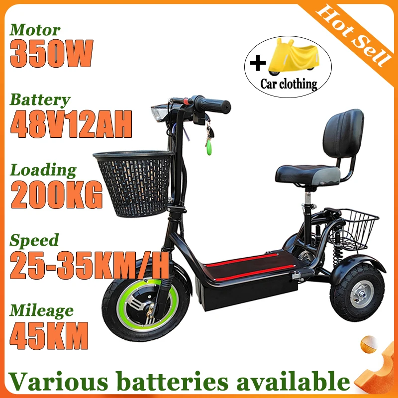 

NEW Removable Lithium Battery With Basket Disabled Elderly 3-wheeler Electric Scooter Commuting Leisure Adult Electric Tricycle