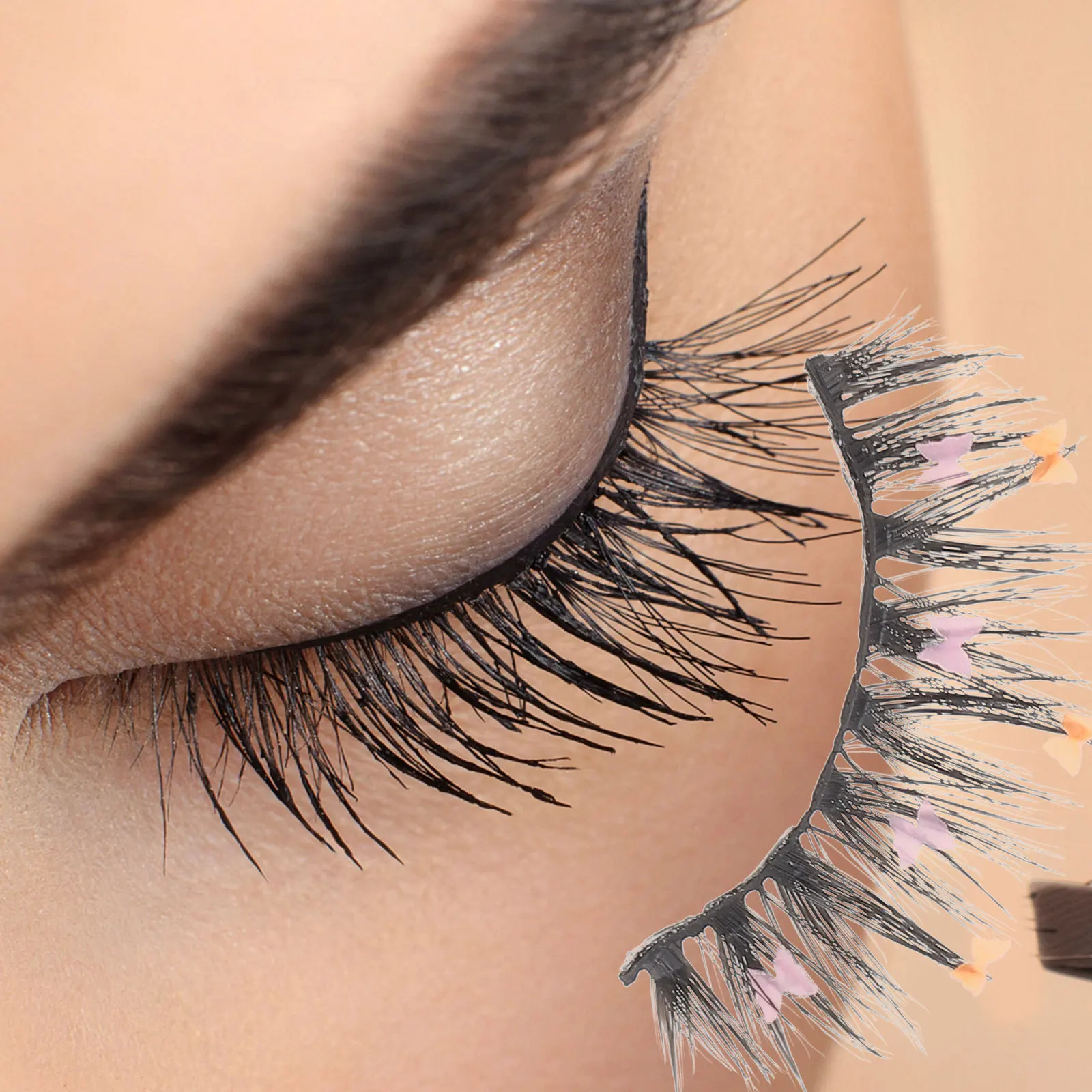 

4Pairs Glitter Eyelashes Long Dramatic Sequins Lash Extensions for Day Night Looks Easy to Apply False Lashes Colored Lashes