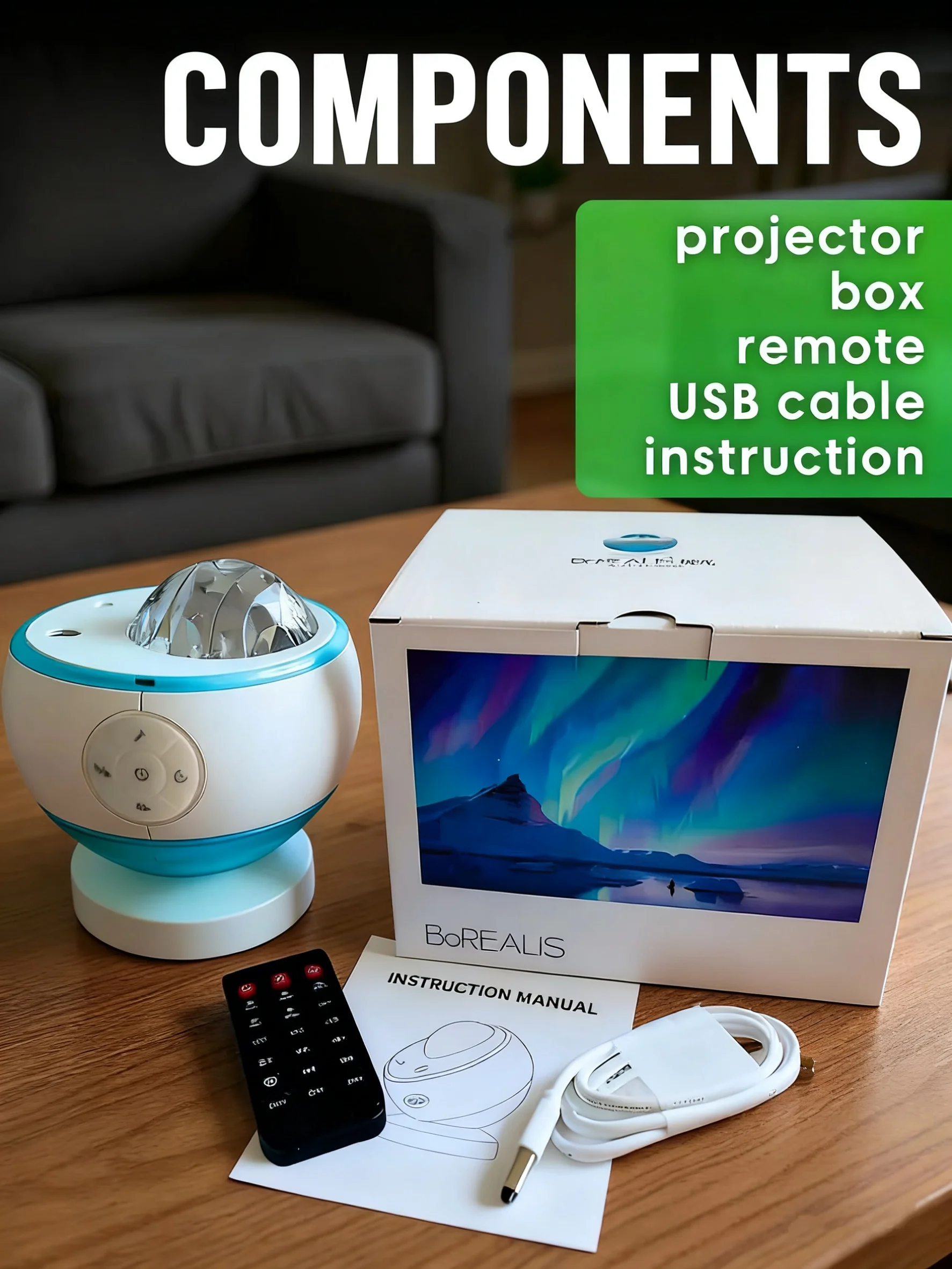 

Northern Lights Galaxy Projector with BT 5.0 Speaker, 8 White Noise Sounds USB Rechargeable Mood Night Light for Bedroom Decor