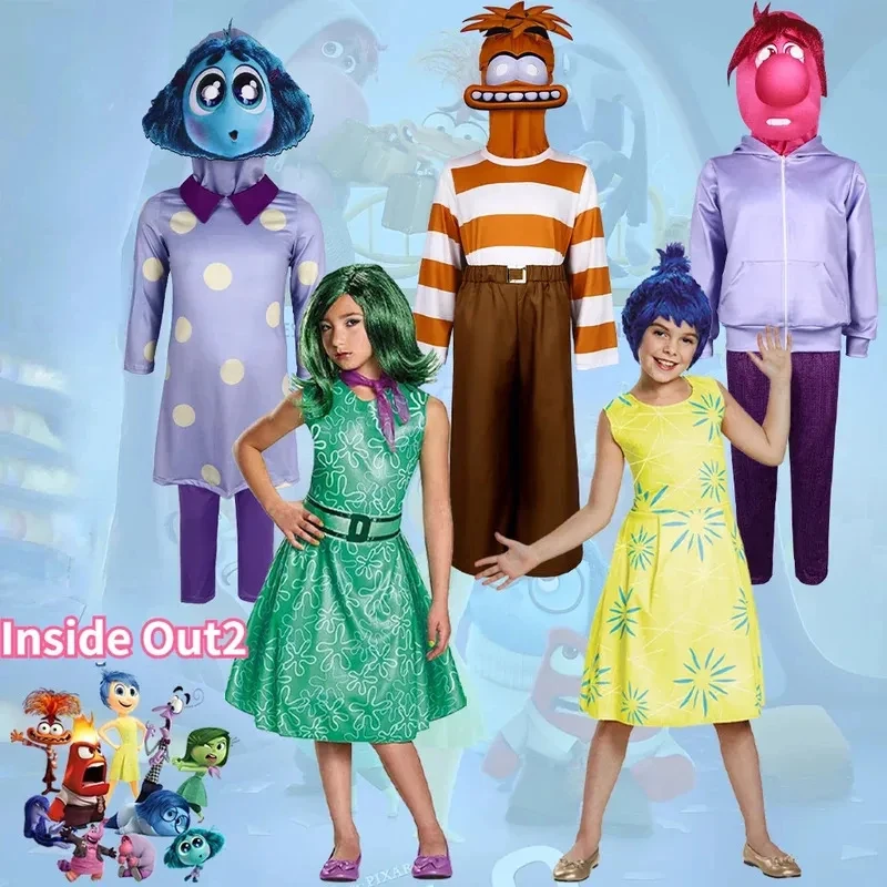 

♥AA Adult Child Cosplay Costumes Inside Out Anime Movie Role Play Halloween Dress Suit School Performance Kids Girls Bo New 2026