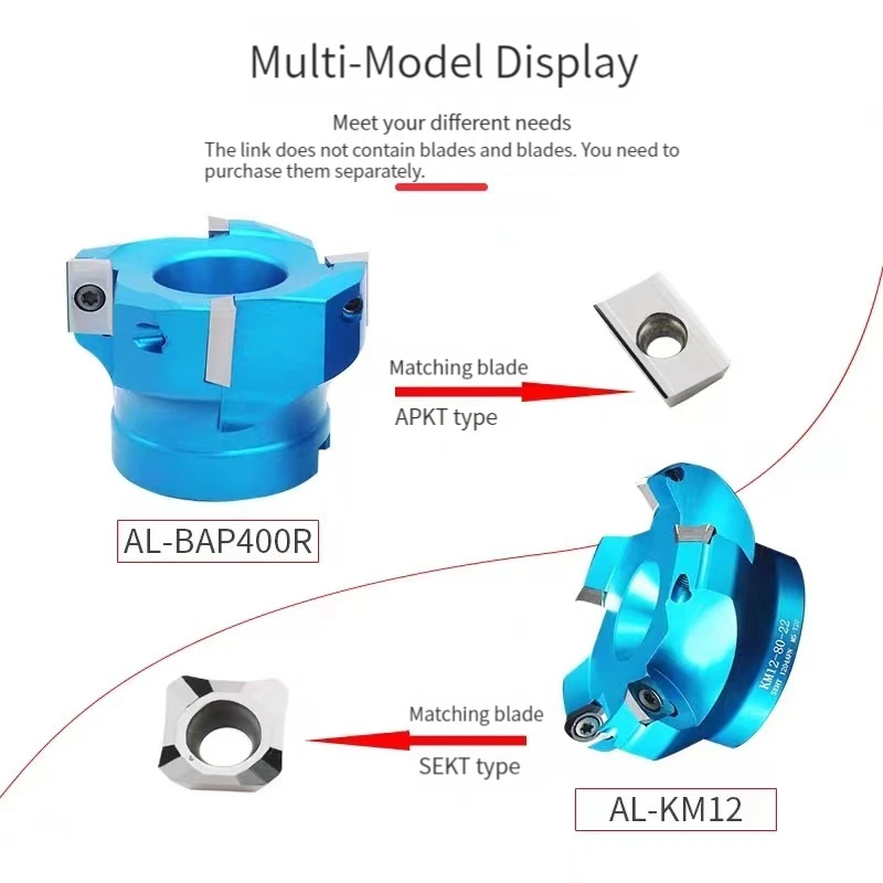45 angolo KM12 45 ° faccia in alluminio testa piatta fresa SEKT1204 inserto BAP400R 90 ° testa di taglio ad angolo per fresa frontale in alluminio