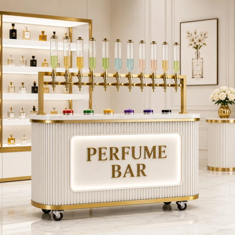 custom.Custom Luxury Perfume Store Furniture LED Fragrance Display Shelves & Showcase Cabinets Turnkey Shop Fit-Out Solution
