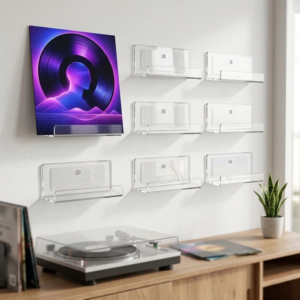 6 Unit Wall Mount Vinyl Stand Set for Acrylic Based Display of Records CDs and Small Format Art in Coordinated Wall Layouts