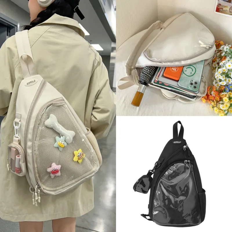 

Forest Crossbody ItaBag Cute Girl Y2K Transparent Layer Badge Chest Bag Class Casual Commute Girl Single Shoulder Bag Itabag New
