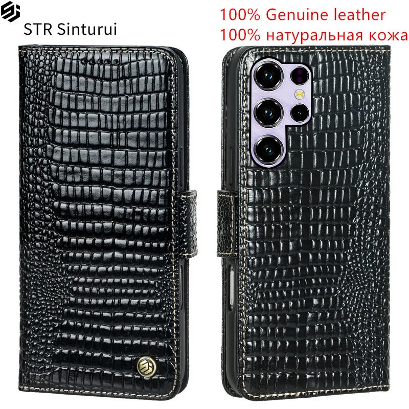 

STR Genuine leather lizard grain card Slot Wallet Cover For Oukitel C2 C3 C5 C57 Pro C57s C37 C35 C36 C38 shockproof phone Case