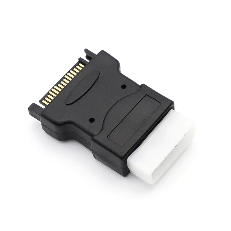 1Pcs SATA 15 Pin Male To Big 4 Pin Molex Male Converter HDD Power Supply Adapter 4Pin Molex IDE Power Plug Connector