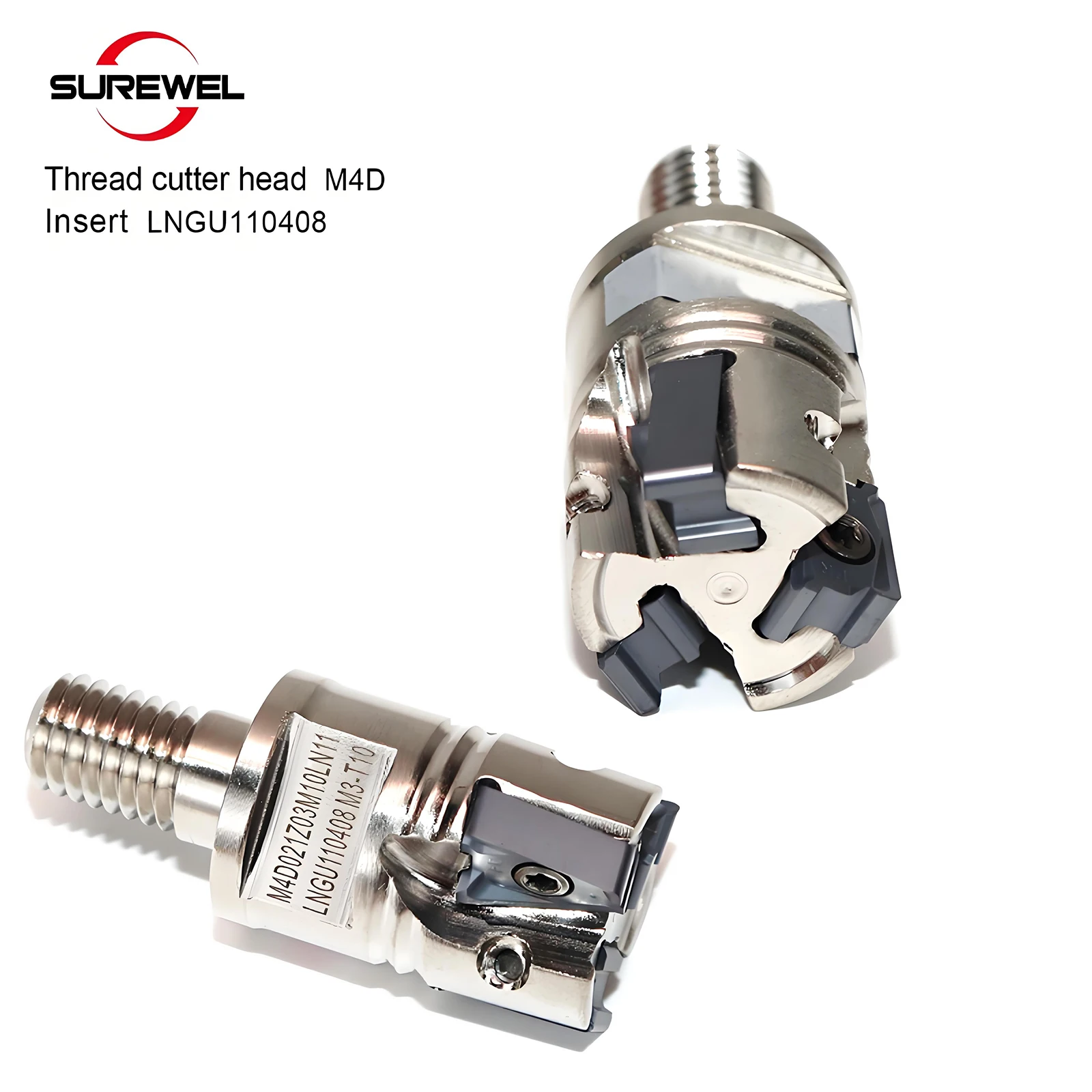 SUREWEL CNC M4D Testa di fresa con collegamento a vite di tipo modulare, inserti per frese a spallamento quadrato in metallo duro LNGU110408,LNGU15T608, fresa generale, materiale k.pm