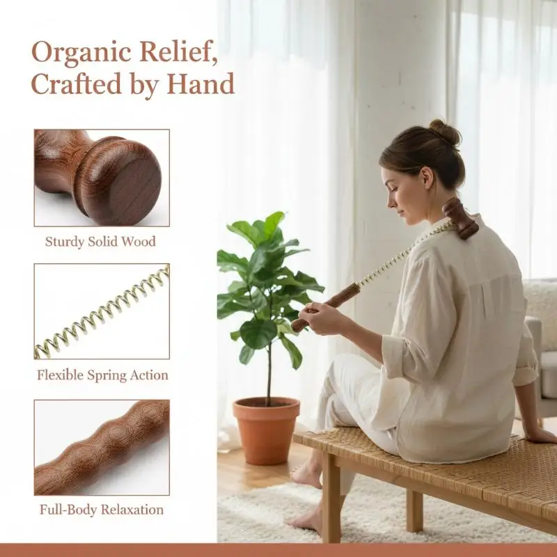 Wooden Massager Ball Hammer Reduce Soreness Percussion Spring Ball Massager Reduce Fatigue For Office