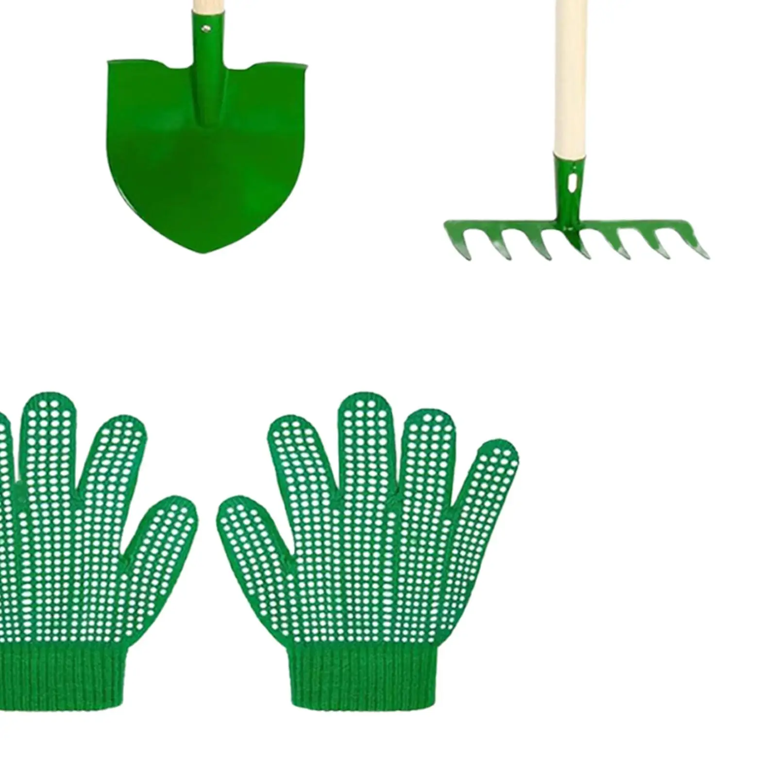 6x เด็กทําสวนชุดเครื่องมือกลางแจ้งขุดวัชพืชของเล่นของขวัญวันเกิดปฏิบัติ Comfort Handle Spade Rake Leaf Rake Hoe ชุด