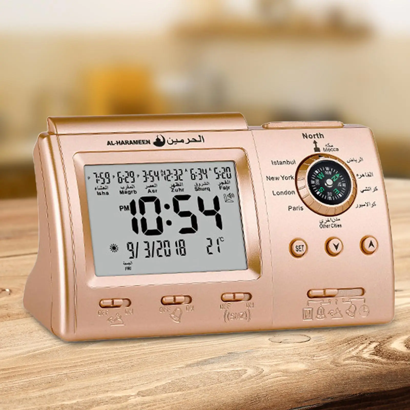 Azan Alarm Clock Snooze Temperature Father\'s Day Gift Decoration Digital Muslim Prayer Alarm Islamic Azan Alarm Table Clock