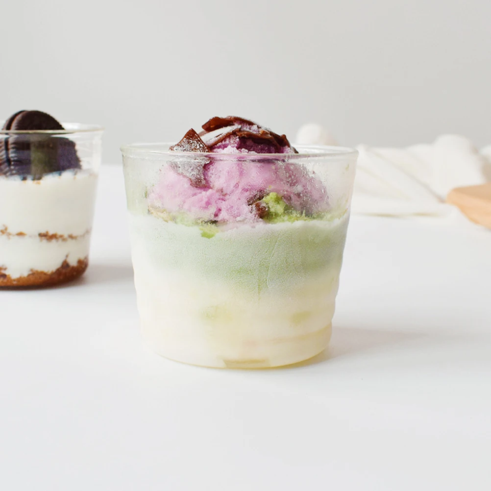 

Premium Heat Resistant Glass Yogurt Cup 180Ml Creative Transparent Pudding Container for Birthday Wedding Party Gathering