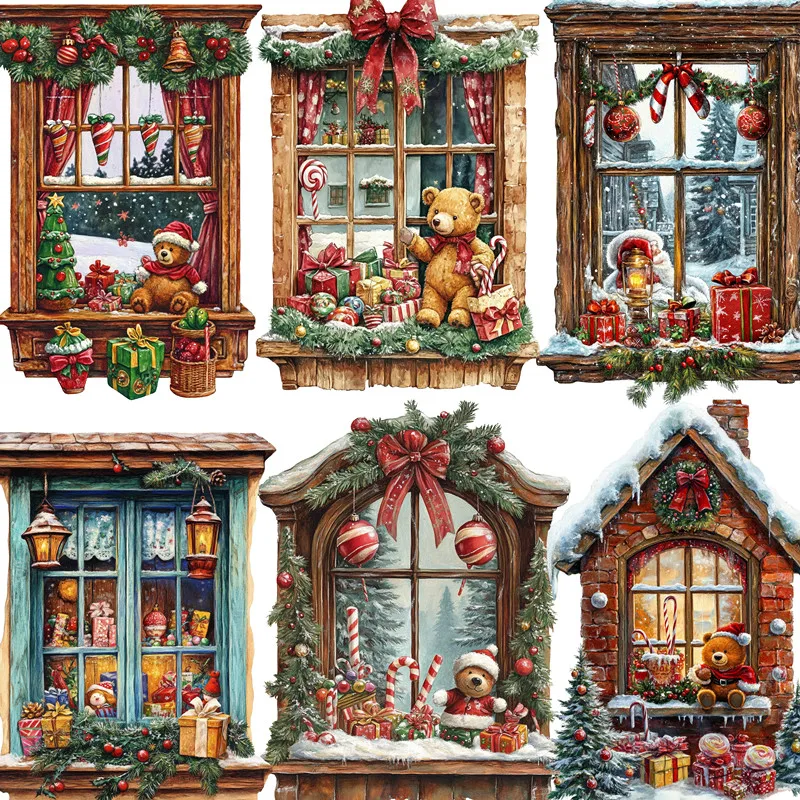 20Pcs/Pack Christmas Window Display Sticker DIY Craft Scrapbooking Album Junk Journal Decorative Stickers