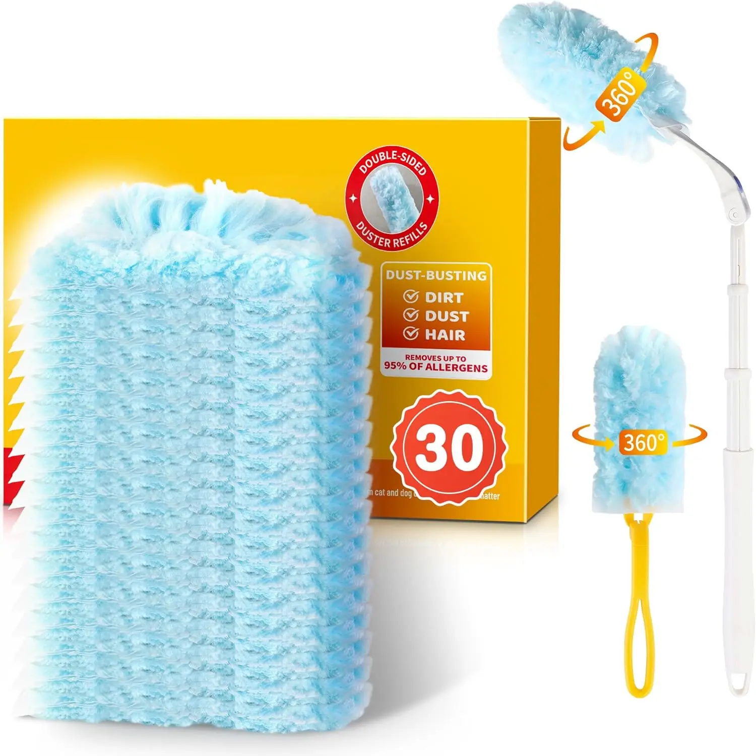 

Сменные насадки для пылесосов Duster, универсальные насадки 360° для различных поверхностей с удлиняющейся ручкой 90 см и 1 короткой ручкой