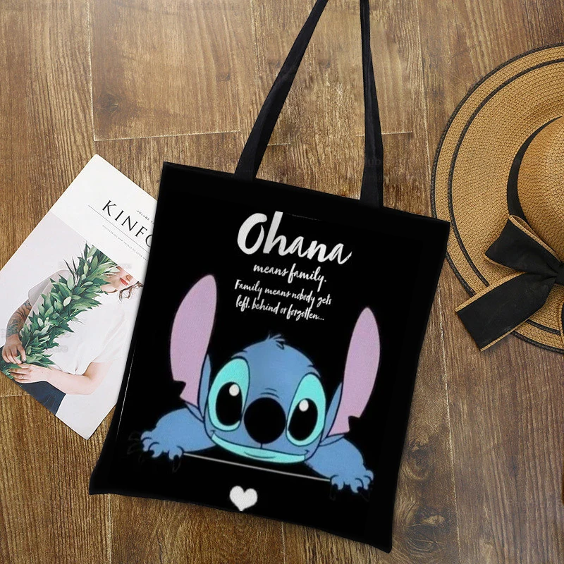 Lilo & Stitch damskie torebki Disney Cartoon ścieg przenośna torba na zakupy dla dziewczynek torby płócienne torby na ramię 35x40cm