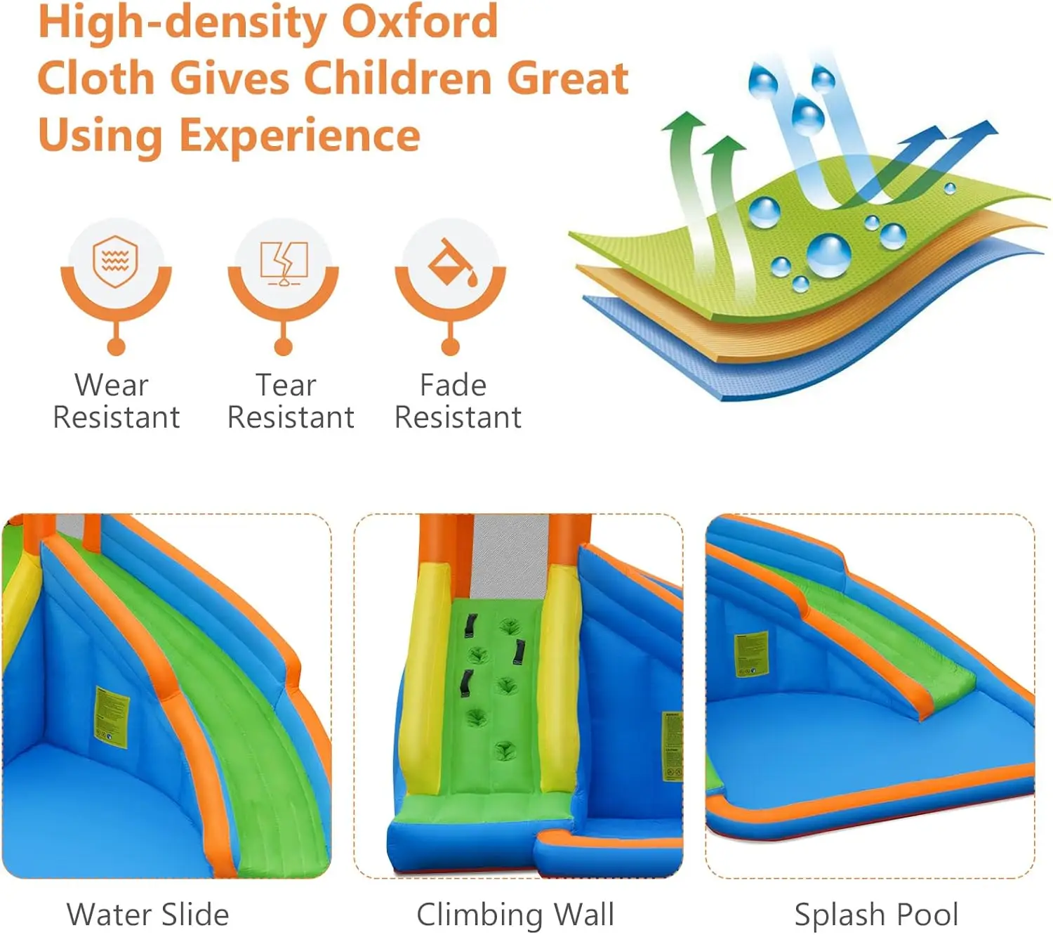 Opblaasbare Waterglijbaan Met 950W Blower, Gigantisch Waterpark Kasteel Springkussen Huis Voor Achtertuin, Klimmuur, Spatzwembad, Buiten