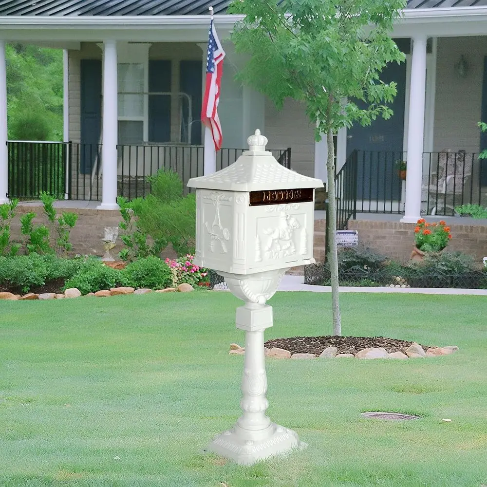 

Прочный почтовый ящик в винтажном стиле для улицы с замком на ключ, всепогодный и надежный, простой в установке, белый