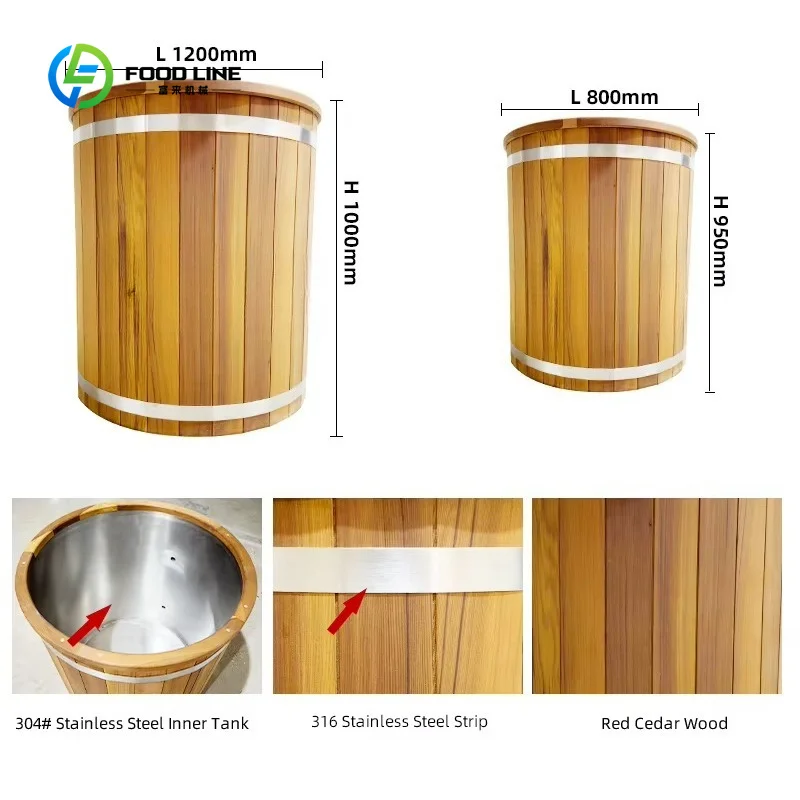 Customized Modern Wooden Ice Bath Pool Bucket with Water Chiller and Filter for Outdoor Gym Use Freestanding Design