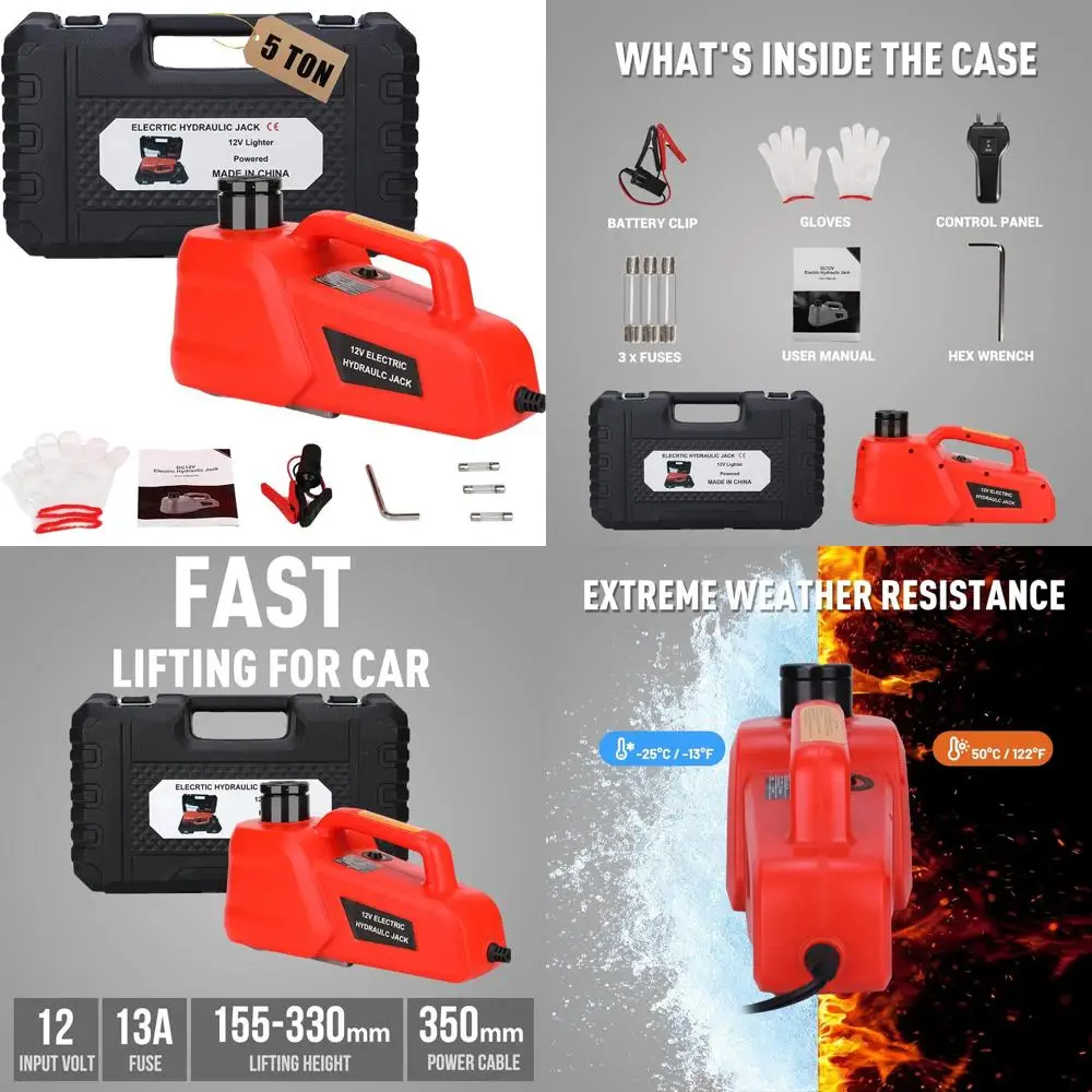 

Легкий электрический автомобильный домкрат 12В, 5 тонн, для внедорожников, седанов и грузовиков - диапазон подъема 6.1-17.7 дюймов