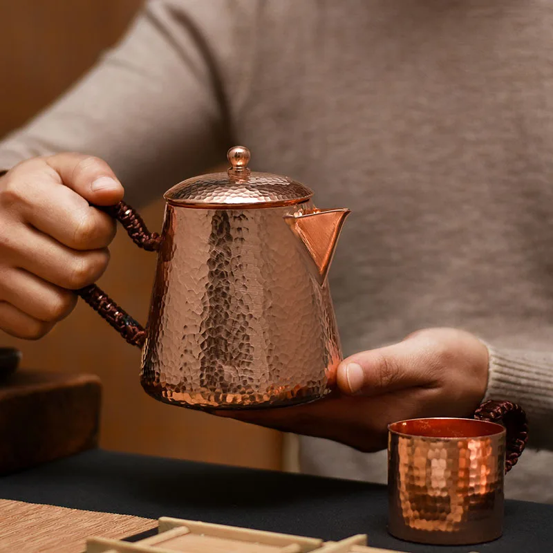 Small copper teapot kettle for boiling water Excluding cups