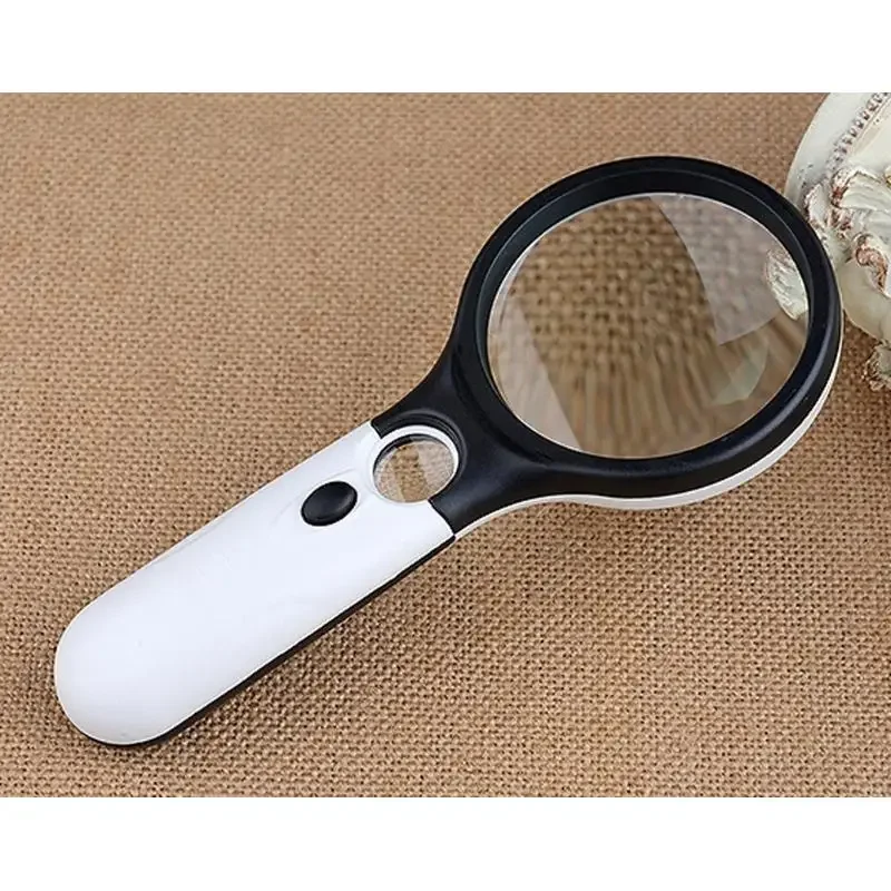 45X Handheld Reading Magnifying Glass Illuminated Magnifier Microscope Lens Jewelry Watch Loupe Magnifier With 3 LED