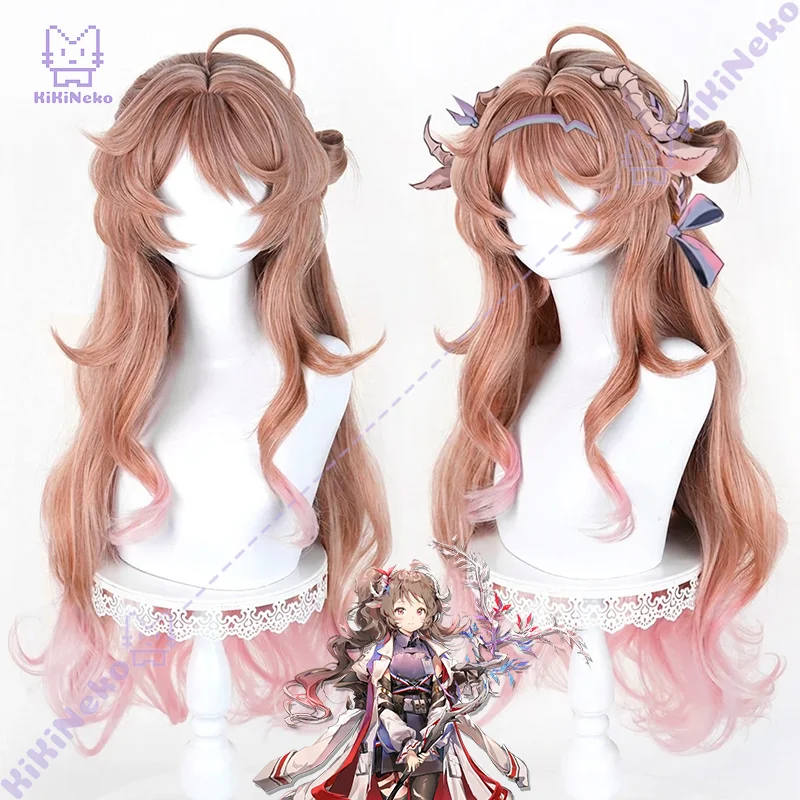 Game Arknights Eyjafjalla the Hvít Aska Cosplay Wig Scalp Top For Halloween Comicon Party Adult Women Men