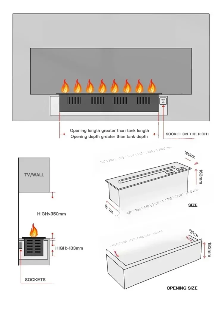 100CM 3D electronic fireplace elegant interior decoration  Customized environmentally friendly, humidifier simulated fireplace