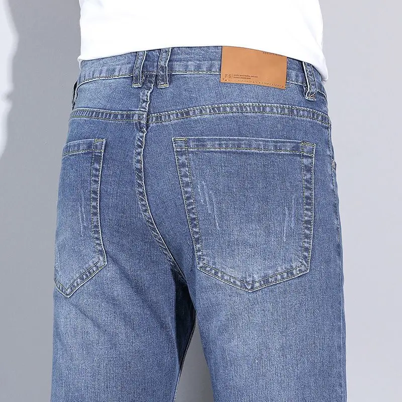 New 2026 Korean Popular Clothes Youth Men's Jeans Stretch Straight-leg Loose Slim Fit High-end Simple Trendy Long Work Pants