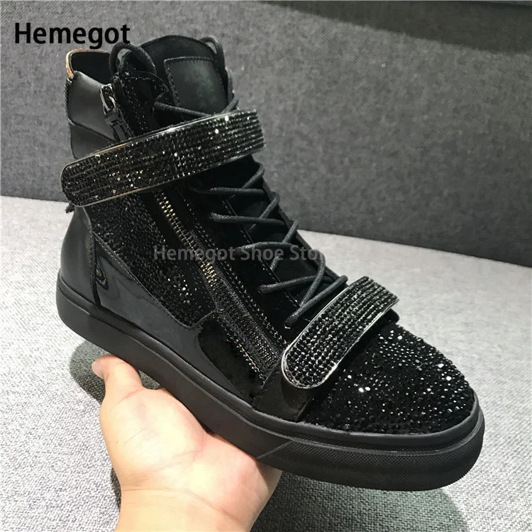 Luxury Diamond Zipper Sneakers Men\'s New Casual Shoes Men\'s Shoes High Top Shoes Lovers Lace-Up Shoes Casual Shoes New In