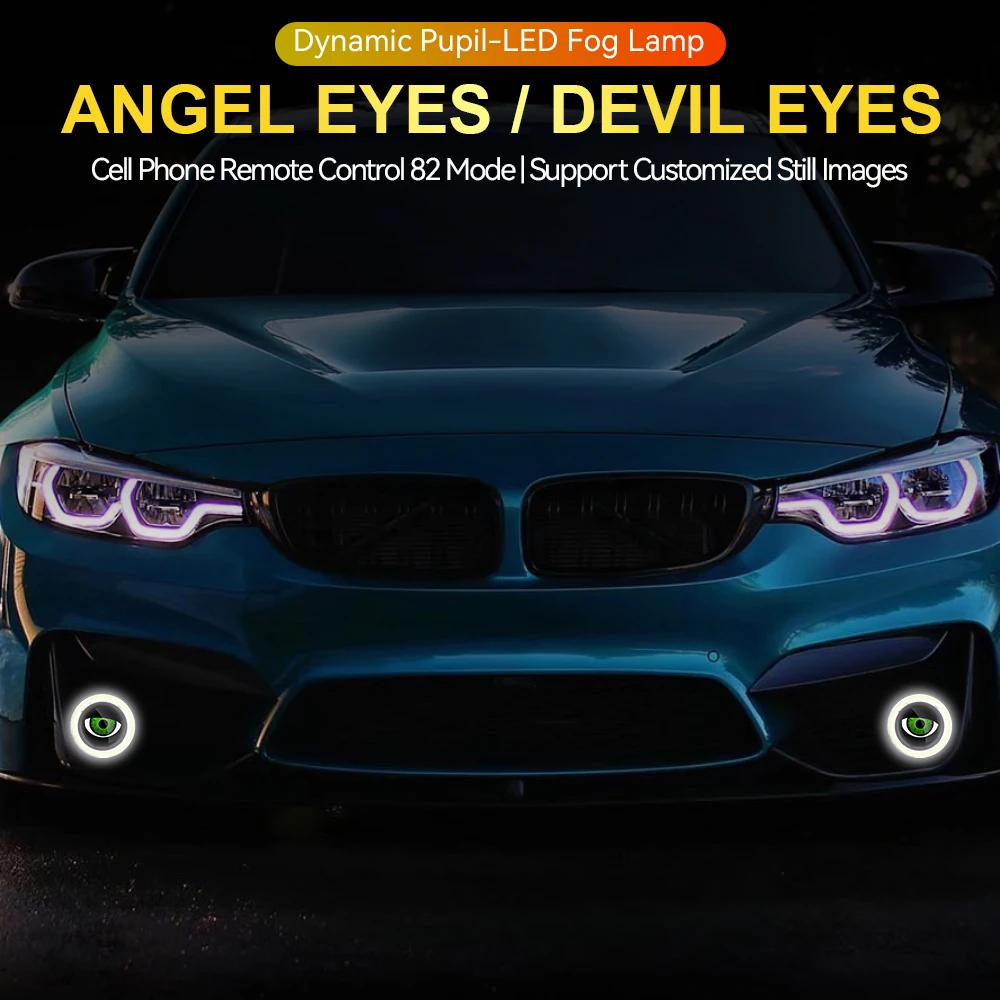 3 Inch Motorcycle Auxiliary Light Dynamic 3D Devil Eye LED Work Light RGB 82 Modes Waterproof Retrofit Kit
