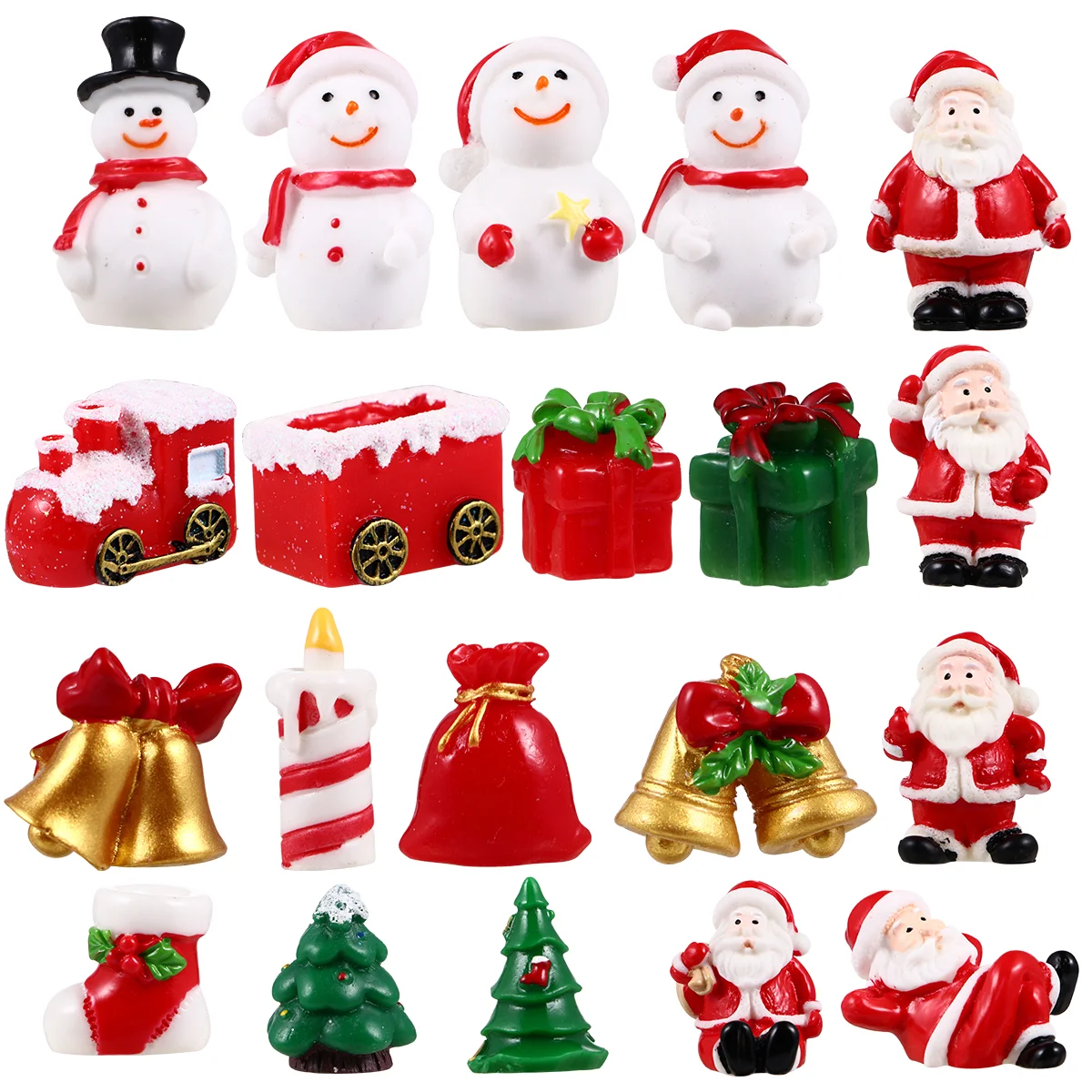 20 Pcs Christmas Micro Landscape Resin Ornament Crafts Miniature Trees Home Decor Toys Fairy Figurines Snowball Decorate