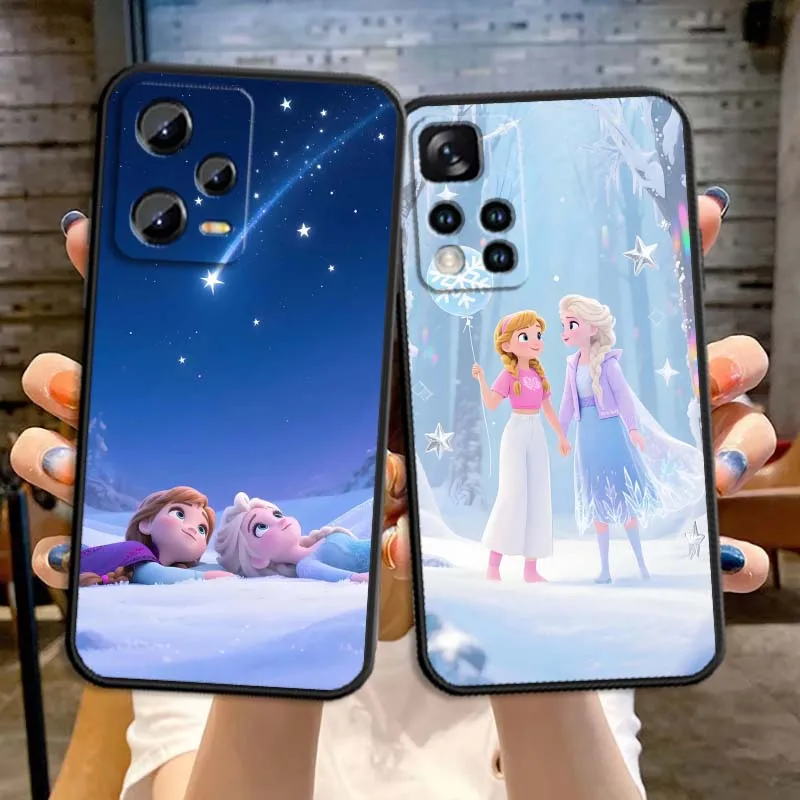 

Fashion Cute Frozen Creative For Xiaomi Redmi Note 14 13 12 12S 11E 11 11S 11T Pro Plus 4G 5G Black Soft TPU Cover Phone Case