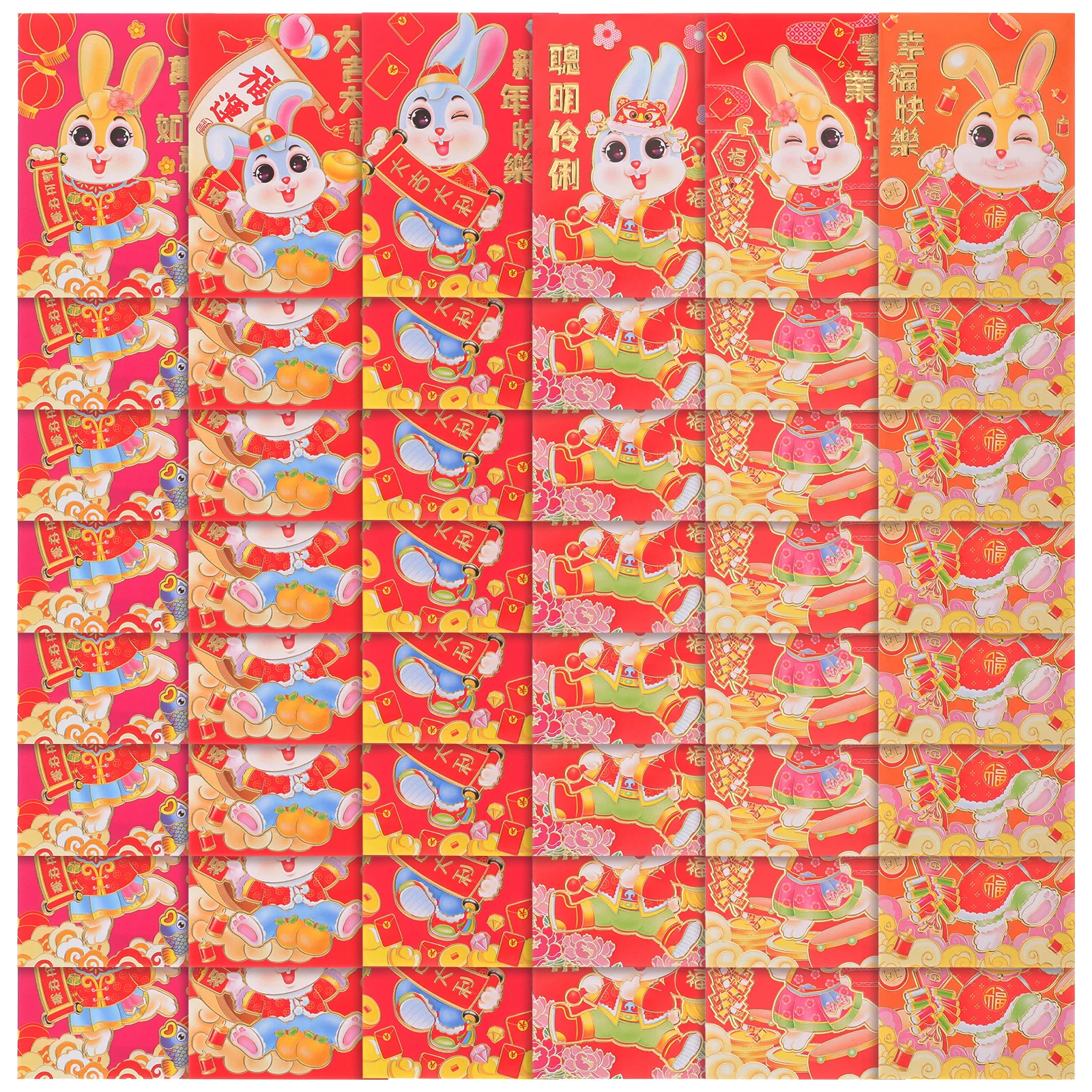 

54 шт. радостные мультяшные красные пакеты, новогодние денежные конверты для благоприятных торжеств