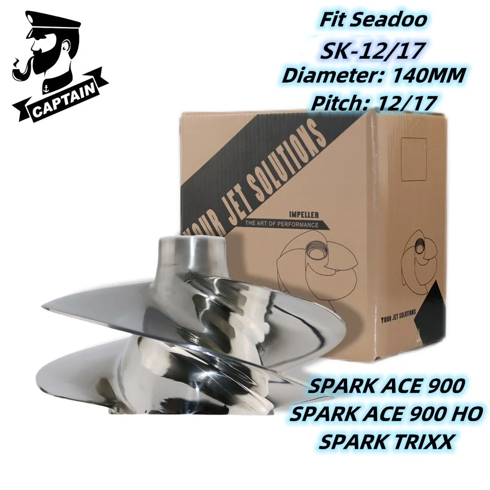 Captain SK-12/17 Fit Sea-Doo Seadoo Jet Ski Imprller Ace 900 / Ace 900 Ho / Trixx 140mm 3 Blades Polished