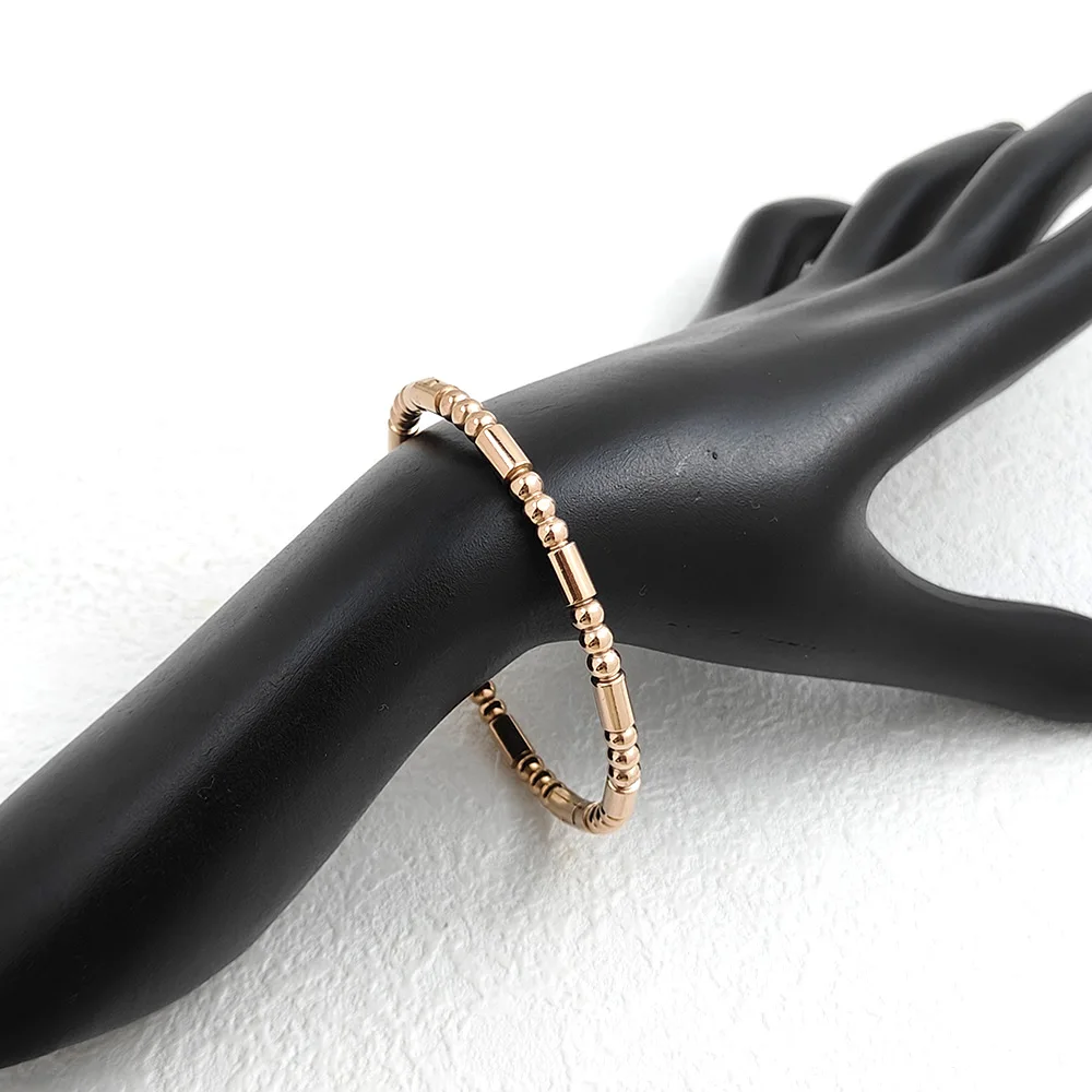 New bamboo joint simple bracelet, stainless steel gold-plated 18K, non-fading, highly waterproof, jewelry gift for couples