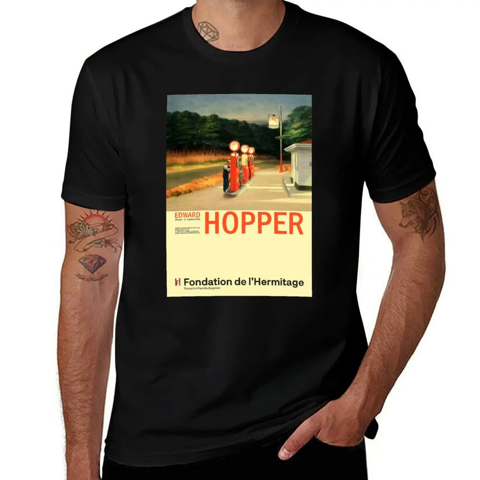 Edward Hopper - Gas - Minimalist Exhibition Art Poster T-Shirt t shirt man plain T-Shirt