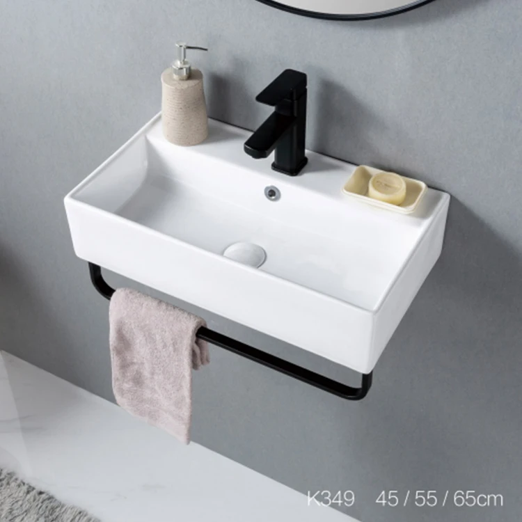 Modern Best Quality White Rectangle Decorated Ceramic Bathroom Sink