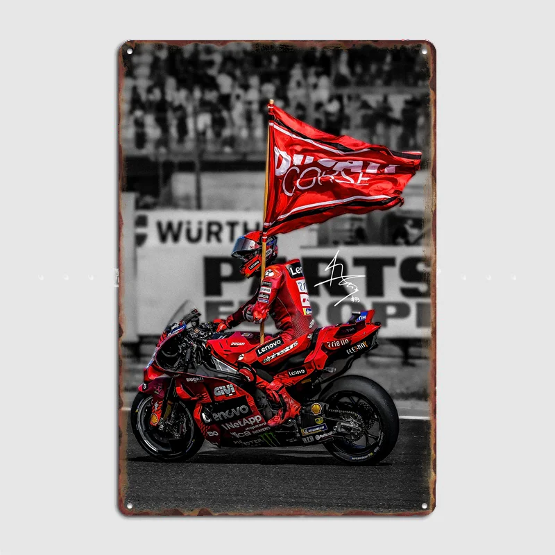 Pôster de Marc Marquez, placa de metal personalizada para decoração de bar, quarto, decoração de interiores, pôsteres de decoração de parede para casa