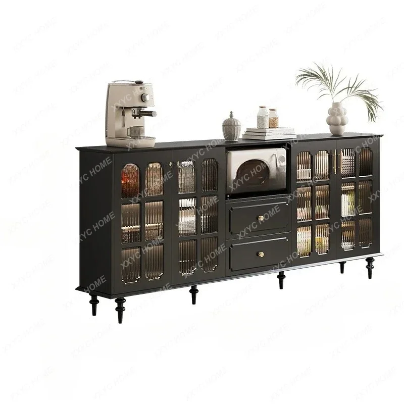 AAVintage Microwave Oven Cabinet, Locker, Black Storage, Medieval Side Cabinet, Restaurant Against The Wall, American Storage