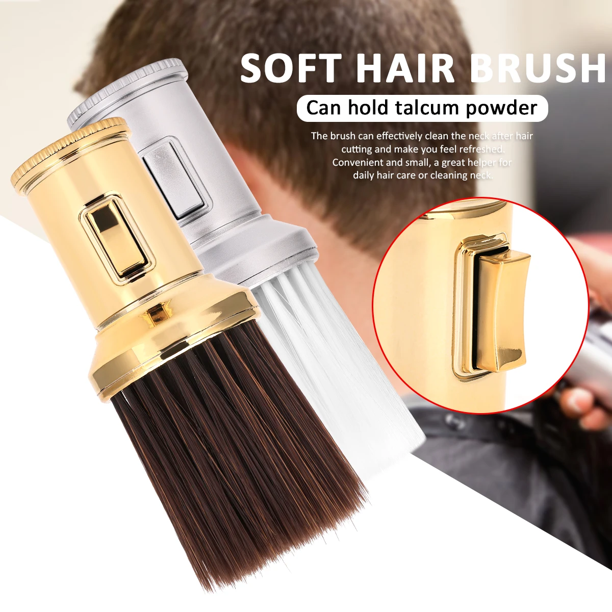 

Professional Barber Brush & Neck Duster Soft Boar Bristle Hair Cutting Cleaning Brush for Salon Hair Clipper Tool (Black/White)
