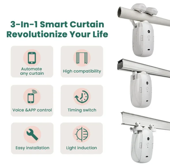 

2026 Electric Curtain Motor Smart Home Curtain Assistant Tuya Phone Remote Control Automatic Intelligent Curtain Control System