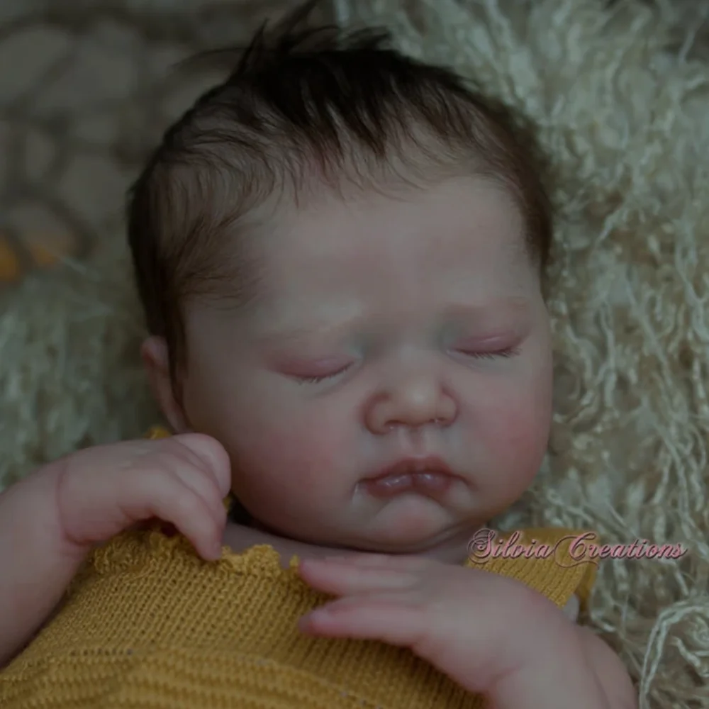 16 Inch Already Painted Reborn Doll Kit Premature With Painted Hair and Cloth Body Unassembled Handmade Doll Parts DIY