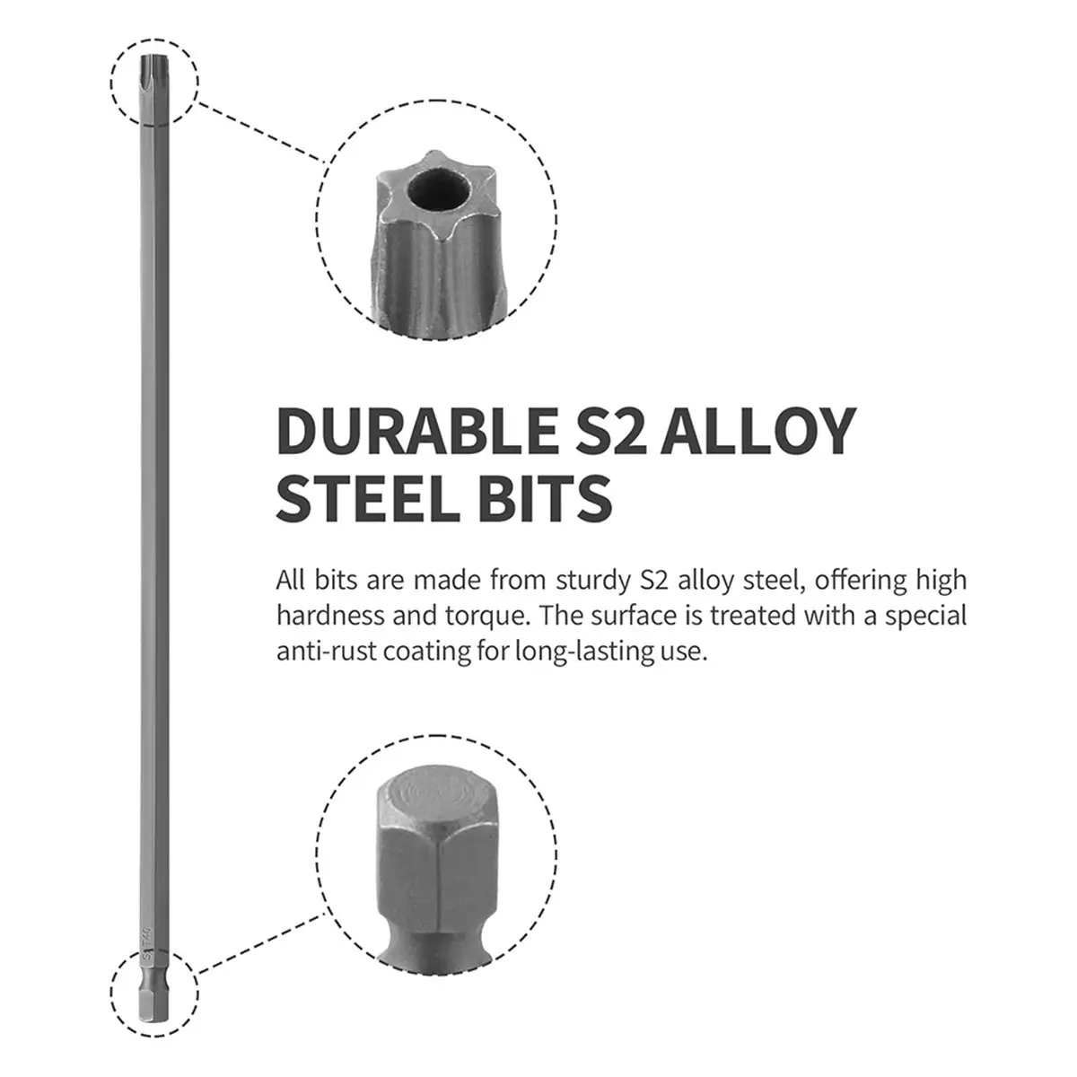 Jun.A-11pcs 200mm Extra Long Torx Bit Set, Security Torx Bits with Magnetic Head S2 Steel