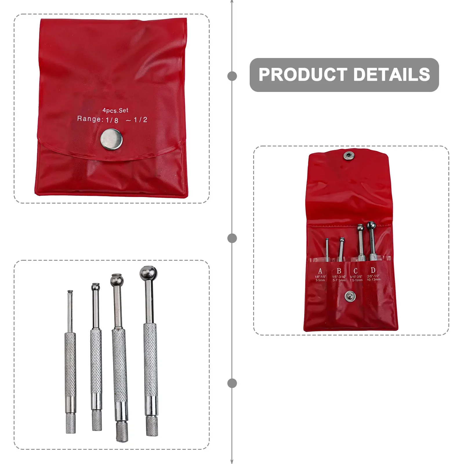 

Telescopic Hole Measurement Instruments 4 pcs Designed to Provide Precise Readings on Small Openings and Slots