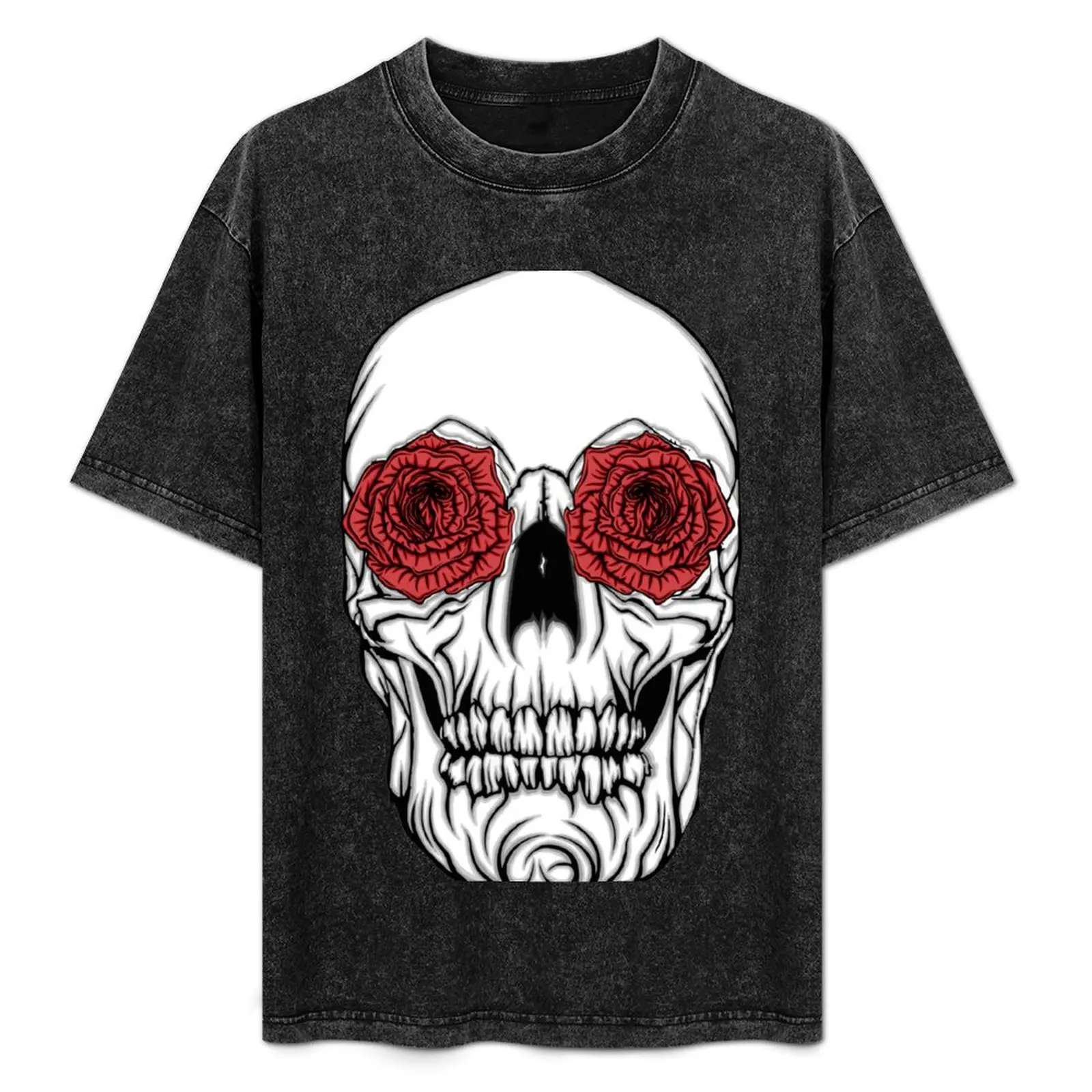 

Skull and Roses T-Shirt Plus Size Street Style Tee